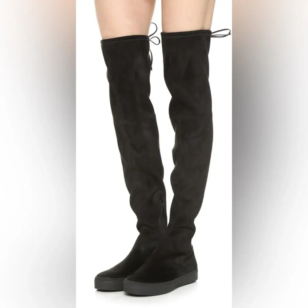 Stuart Weitzman Size 7 Black Suede Over The Knee Platform 'Playtime' Boots